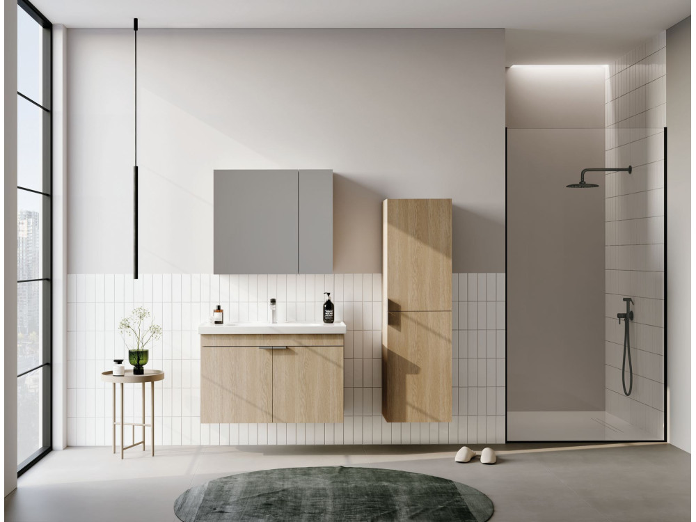 Set mobile lavabo con specchio (2 pezzi) "Desna 80" - 80 x 45 x 58 cm - Rovere