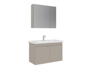 Set mobile lavabo con specchio (2 pezzi) "Desna 90" - 90 x 45 x 58 cm - Sabbia