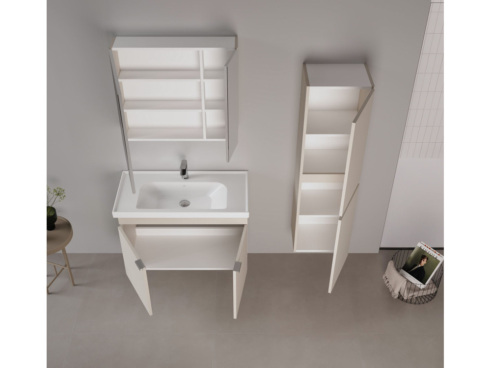 Set mobile lavabo con specchio (2 pezzi) "Desna 90" - 90 x 45 x 58 cm - Sabbia