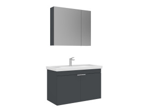 Set mobile lavabo con specchio (2 pezzi) "Desna 90" - 90 x 45 x 58 cm - Antracite opaco
