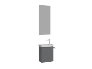 Set mobile lavabo con specchio (2 pezzi) "Ferla 40" - 40 x 22 x 50 cm - Grigio opaco