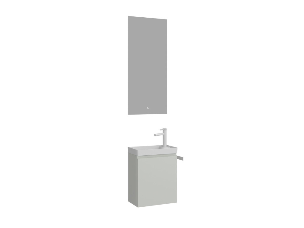 Set mobile lavabo con specchio (2 pezzi) "Ferla 40" - 40 x 22 x 50 cm - Cashmere opaco