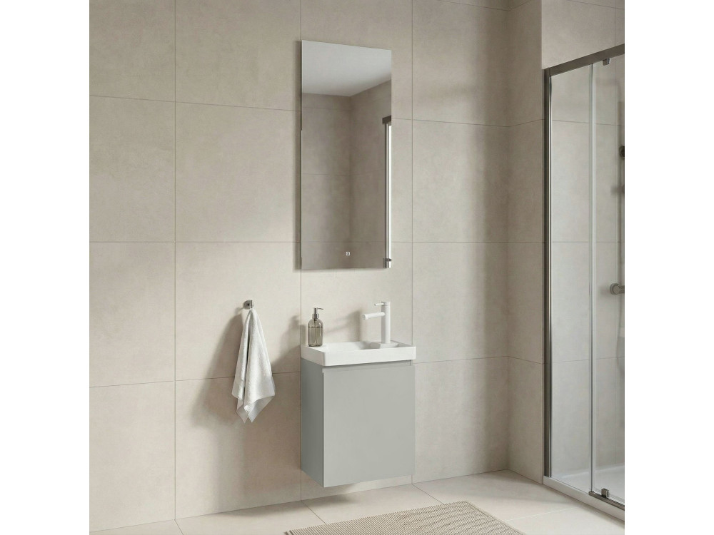Set mobile lavabo con specchio (2 pezzi) "Ferla 40" - 40 x 22 x 50 cm - Cashmere opaco