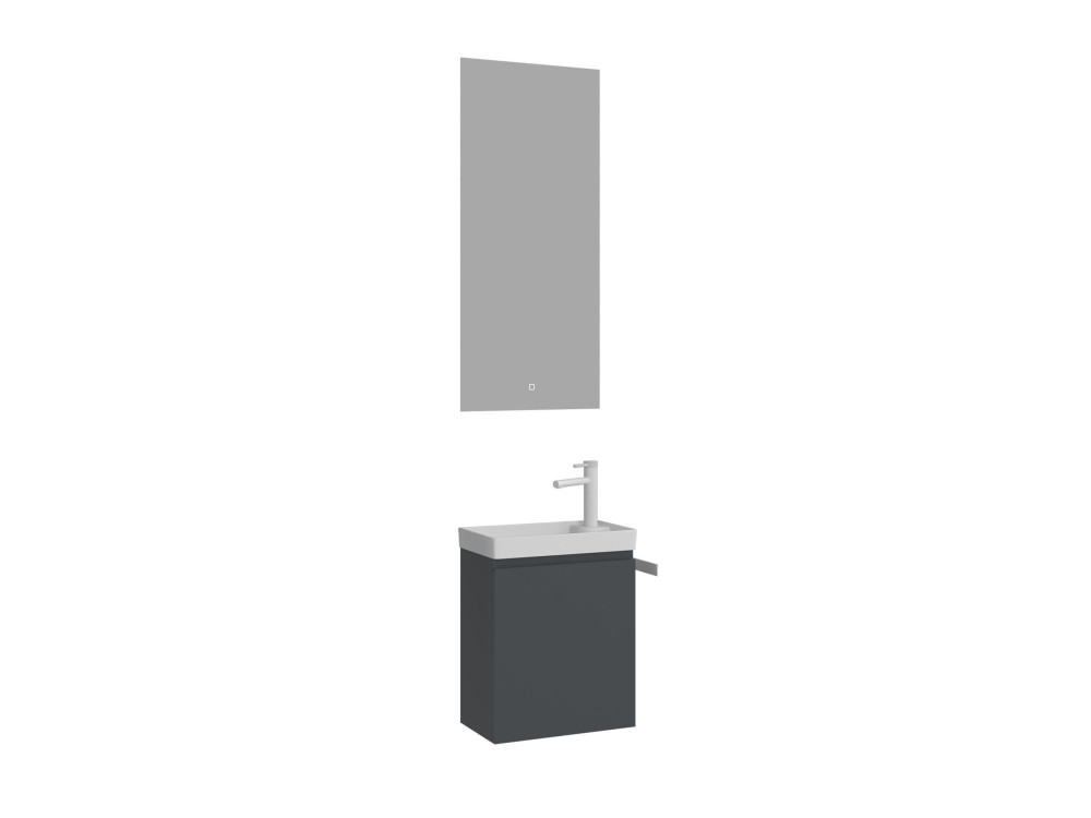 Set mobile lavabo con specchio (2 pezzi) "Ferla 40" - 40 x 22 x 50 cm - Antracite opaco