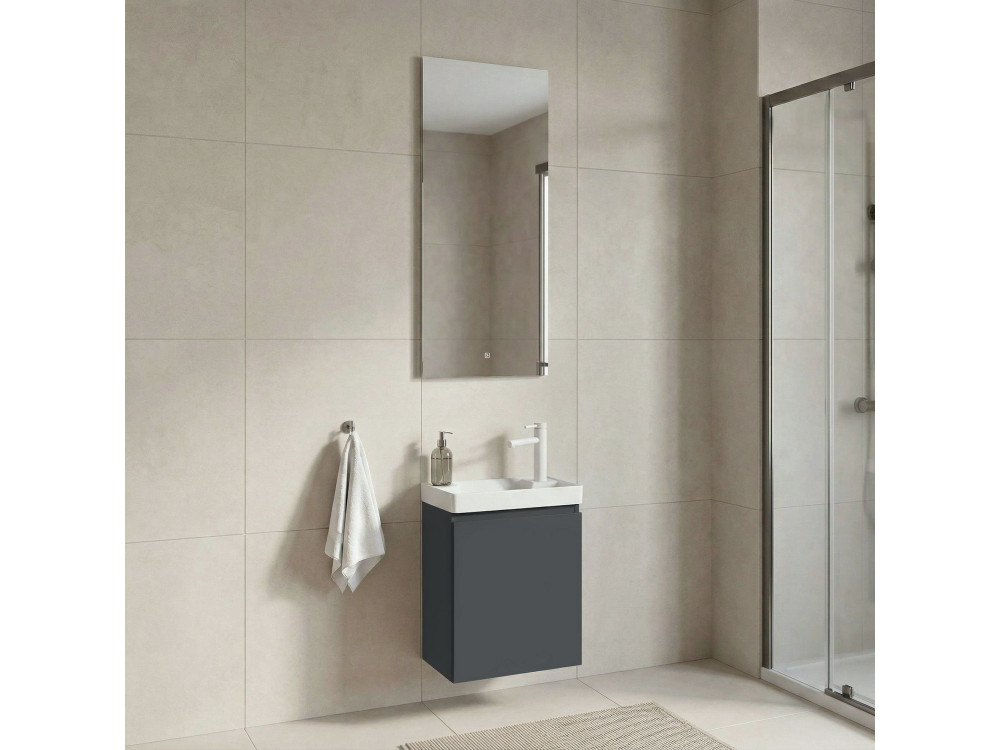 Set mobile lavabo con specchio (2 pezzi) "Ferla 40" - 40 x 22 x 50 cm - Antracite opaco