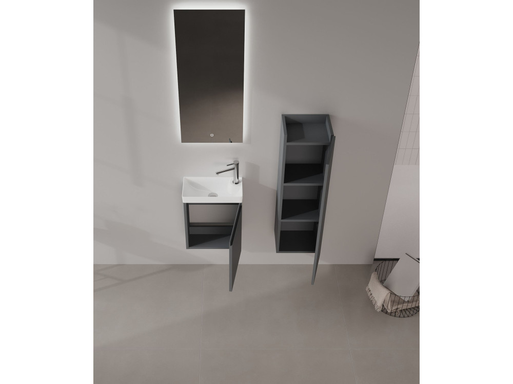 Set mobile lavabo con specchio (2 pezzi) "Ferla 40" - 40 x 22 x 50 cm - Antracite opaco