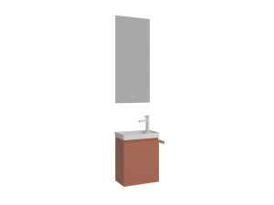 Set mobile lavabo con specchio (2 pezzi) "Ferla 40" - 40 x 22 x 50 cm - Cinnamon opaco