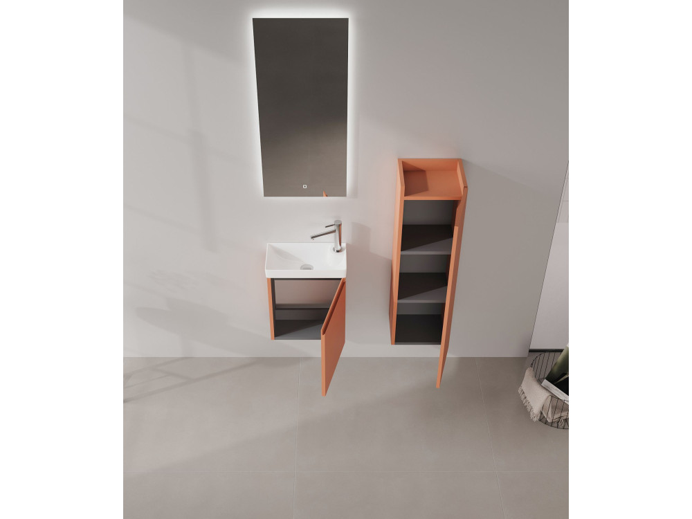 Set mobile lavabo con specchio (2 pezzi) "Ferla 40" - 40 x 22 x 50 cm - Cinnamon opaco