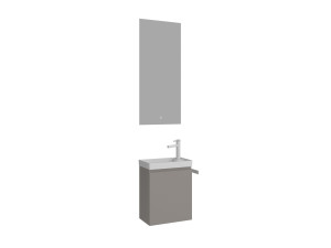 Set mobile lavabo con specchio (2 pezzi) "Ferla 40" - 40 x 22 x 50 cm - Mink opaco