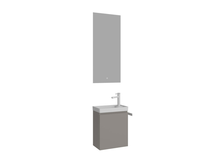 Set mobile lavabo con specchio (2 pezzi) "Ferla 40" - 40 x 22 x 50 cm - Mink opaco