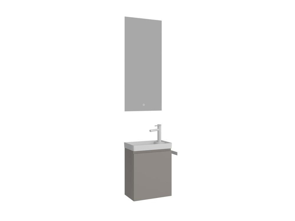 Set mobile lavabo con specchio (2 pezzi) "Ferla 40" - 40 x 22 x 50 cm - Mink opaco
