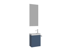 Set mobile lavabo con specchio (2 pezzi) "Ferla 40" - 40 x 22 x 50 cm - Blu opaco