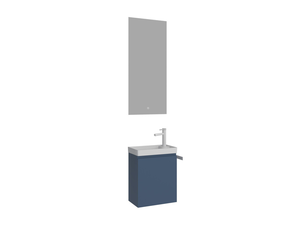 Set mobile lavabo con specchio (2 pezzi) "Ferla 40" - 40 x 22 x 50 cm - Blu opaco