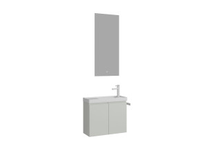 Set mobile lavabo con specchio (2 pezzi) "Ferla 60" - 60 x 22 x 50 cm - Cashmere opaco
