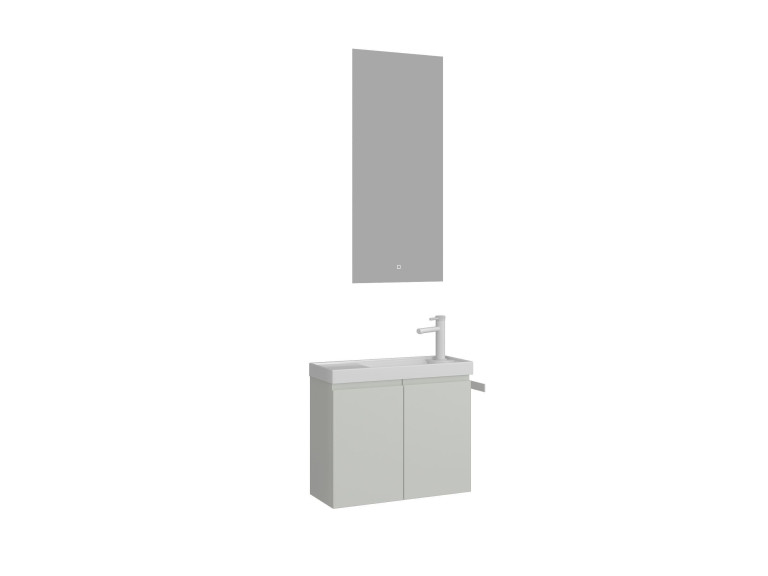 Set mobile lavabo con specchio (2 pezzi) "Ferla 60" - 60 x 22 x 50 cm - Cashmere opaco