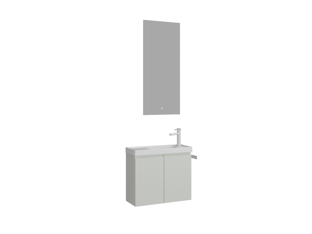 Set mobile lavabo con specchio (2 pezzi) "Ferla 60" - 60 x 22 x 50 cm - Cashmere opaco
