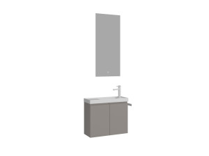 Set mobile lavabo con specchio (2 pezzi) "Ferla 60" - 60 x 22 x 50 cm - Mink opaco