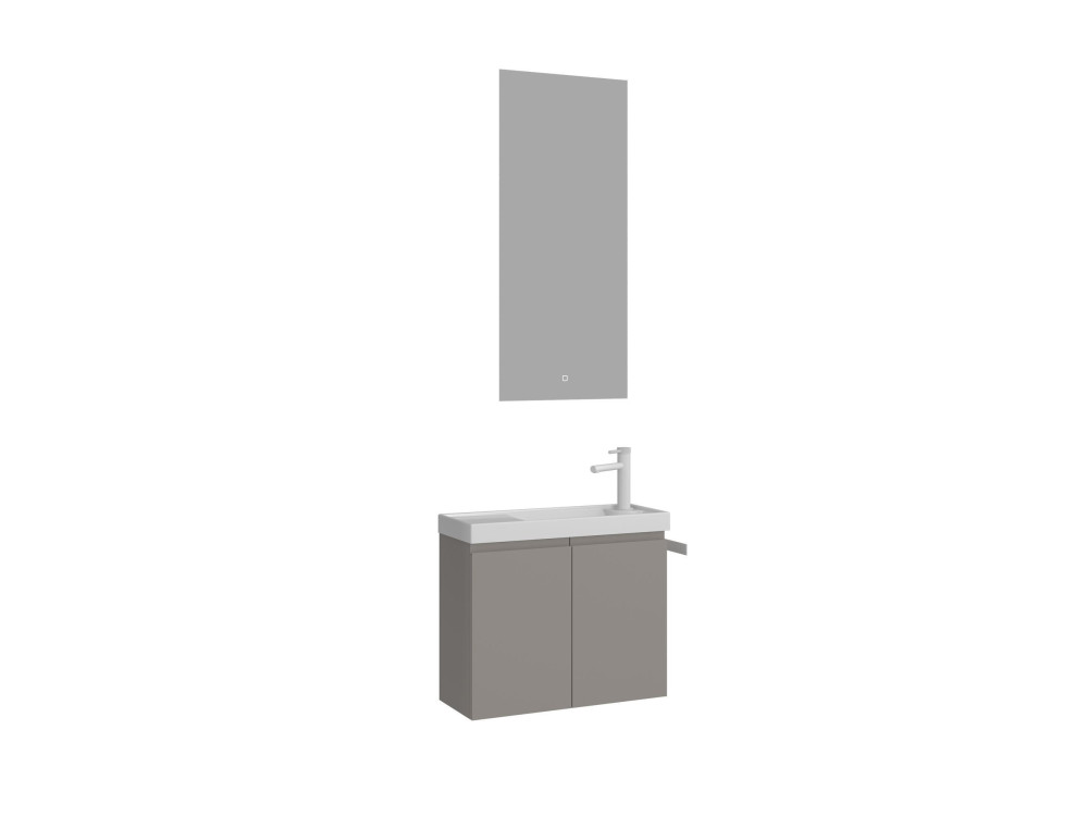 Set mobile lavabo con specchio (2 pezzi) "Ferla 60" - 60 x 22 x 50 cm - Mink opaco