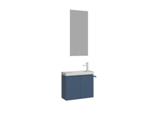 Set mobile lavabo con specchio (2 pezzi) "Ferla 60" - 60 x 22 x 50 cm - Blu opaco