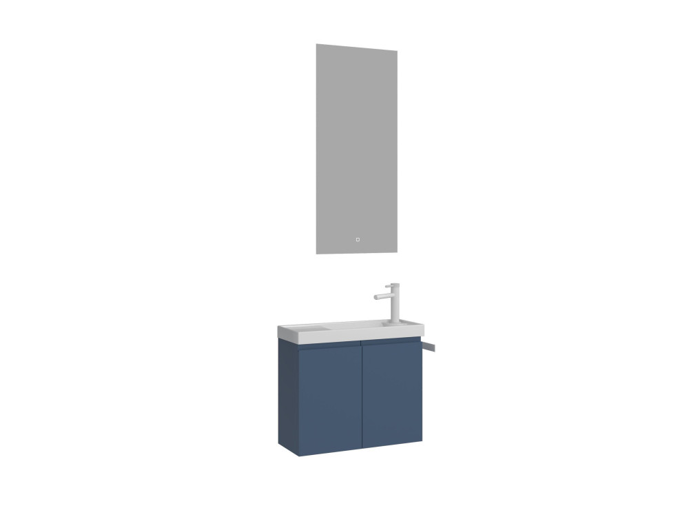 Set mobile lavabo con specchio (2 pezzi) "Ferla 60" - 60 x 22 x 50 cm - Blu opaco