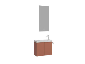Set mobile lavabo con specchio (2 pezzi) "Ferla 60" - 60 x 22 x 50 cm - Cinnamon opaco