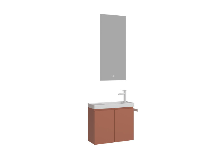 Set mobile lavabo con specchio (2 pezzi) "Ferla 60" - 60 x 22 x 50 cm - Cinnamon opaco