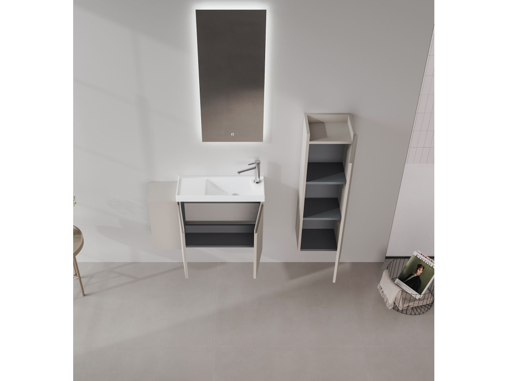 Set mobile lavabo con specchio (2 pezzi) "Ferla 80" - 80 x 22 x 45 cm - Mink opaco