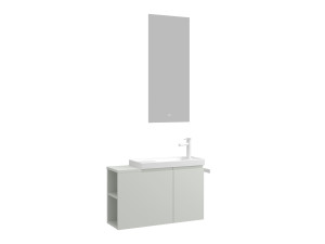 Set mobile lavabo con specchio (2 pezzi) "Ferla 80" - 80 x 22 x 45 cm - Cashmere opaco