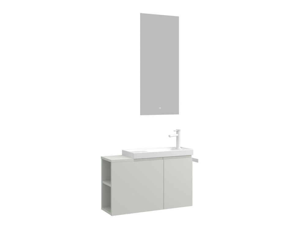 Set mobile lavabo con specchio (2 pezzi) "Ferla 80" - 80 x 22 x 45 cm - Cashmere opaco