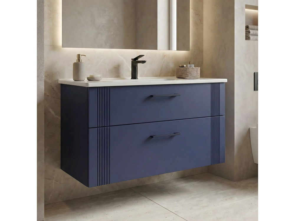 Mobile lavabo "Bari 100 v2" - 100 x 45 x 55 cm - Blu navy opaco