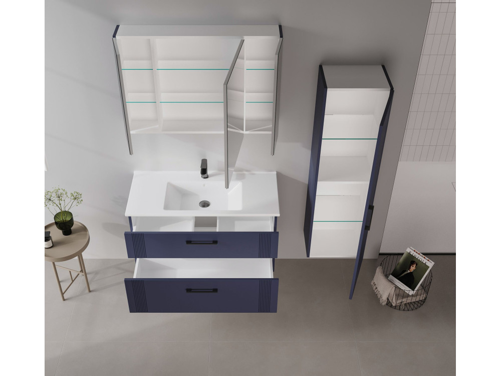 Mobile lavabo "Bari 100 v2" - 100 x 45 x 55 cm - Blu navy opaco