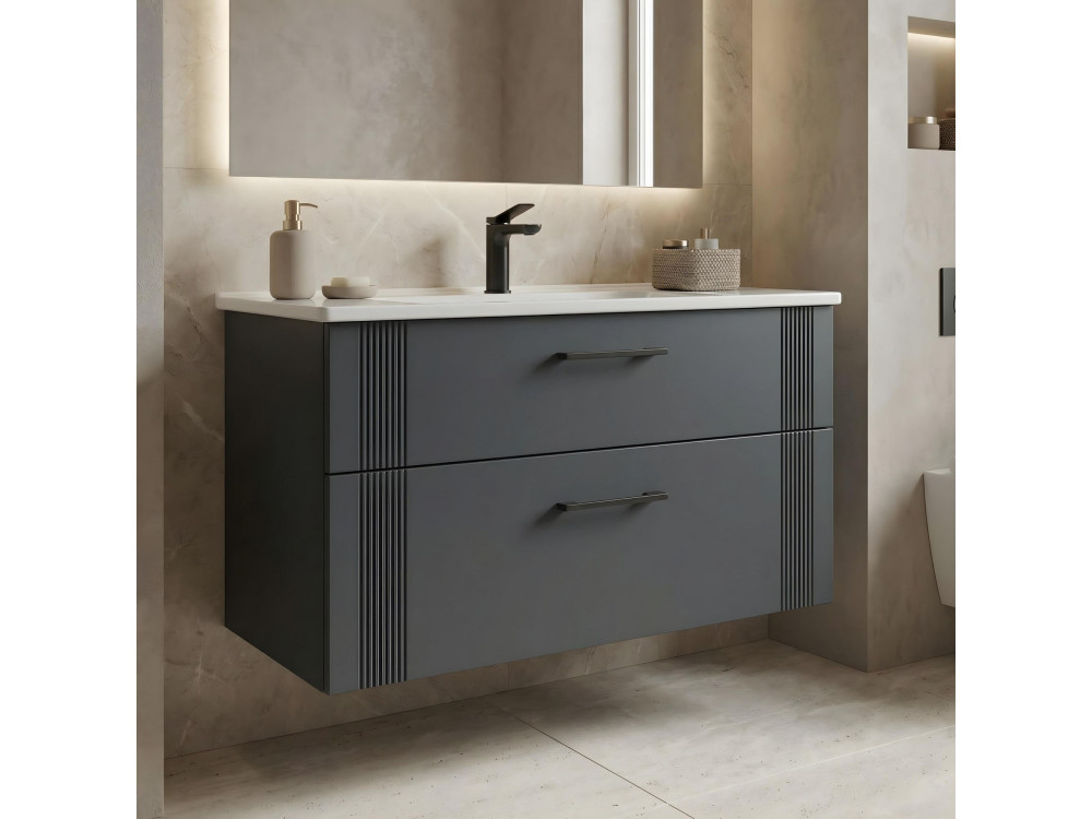 Mobile lavabo "Bari 100 v2" - 100 x 45 x 55 cm - Antracite opaco