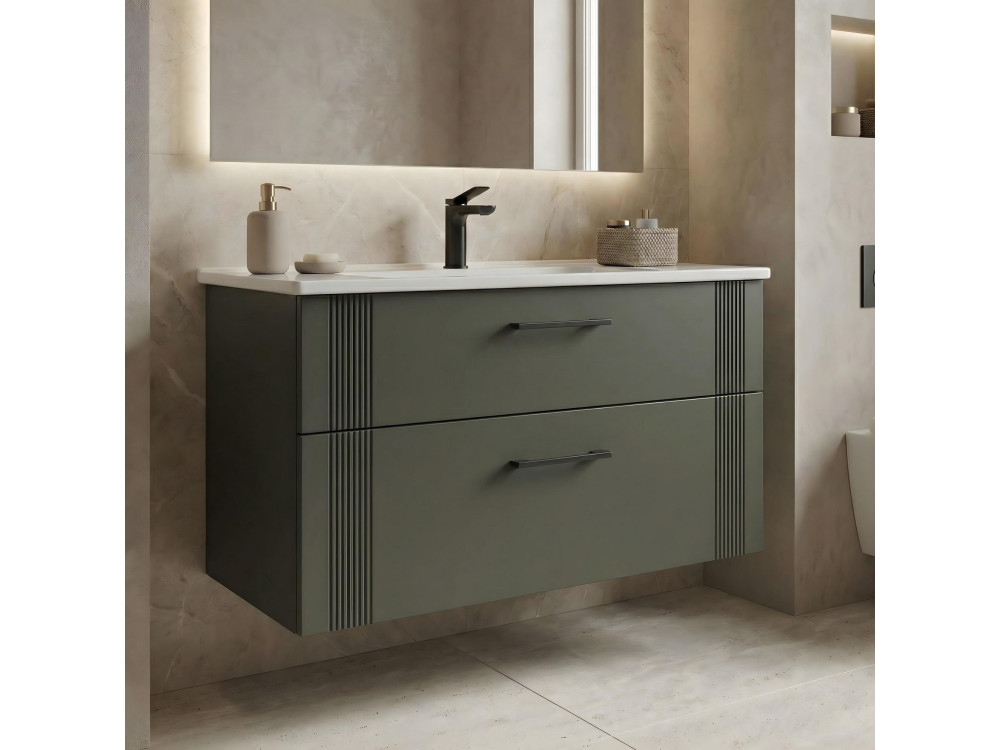 Mobile lavabo "Bari 100 v2" - 100 x 45 x 55 cm - Verde opaco