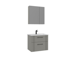Set mobile lavabo con specchio (2 pezzi) "Bari 65 v2" - 65 x 45 x 55 cm - Cashmere opaco
