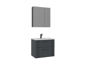 Set mobile lavabo con specchio (2 pezzi) "Bari 65 v2" - 65 x 45 x 55 cm - Antracite opaco