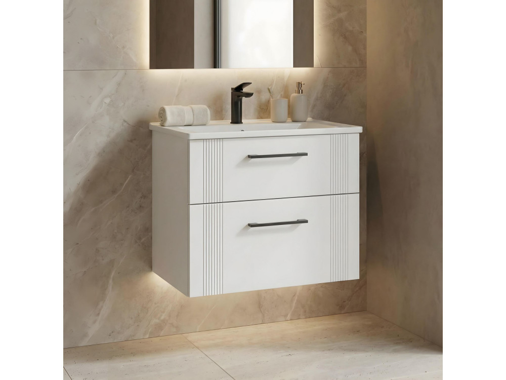 Mobile lavabo "Bari 65 v2" - 65 x 45 x 55 cm - Bianco opaco