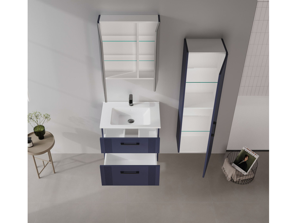 Mobile lavabo "Bari 65 v2" - 65 x 45 x 55 cm - Blu navy opaco