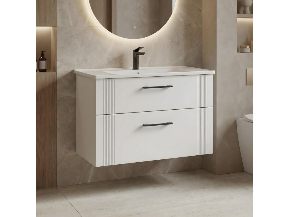 Mobile lavabo "Bari 85 v2" - 85 x 45 x 55 cm - Bianco opaco