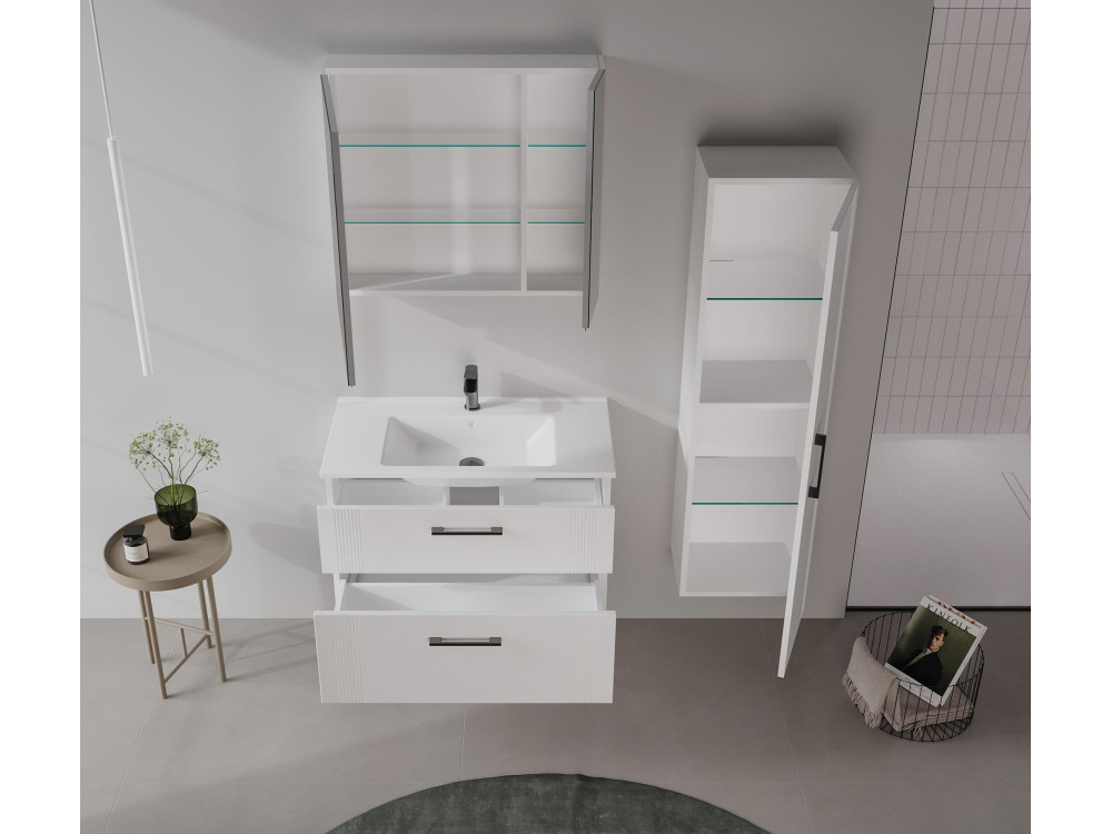 Mobile lavabo "Bari 85 v2" - 85 x 45 x 55 cm - Bianco opaco