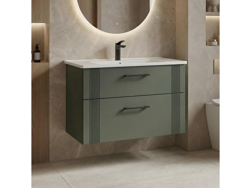 Mobile lavabo "Bari 85 v2" - 85 x 45 x 55 cm - Verde opaco
