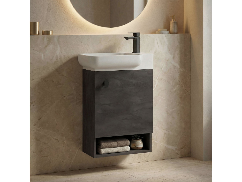 Mobile lavabo "Begonya 55" - 53 x 33 x 75 cm - Antracite / Avorio
