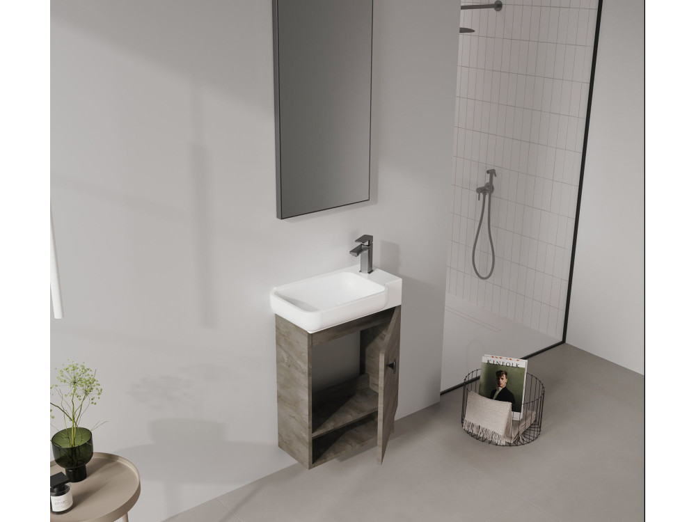 Mobile lavabo "Begonya 55" - 53 x 33 x 75 cm - Antracite / Avorio
