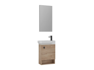 Set mobile lavabo con specchio (2 pezzi) "Begonya 55" - 53 x 33 x 75 cm - Rovere