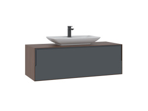 Mobile lavabo "Craft 120" - 120 x 50 x 40 cm - Noce / Antracite