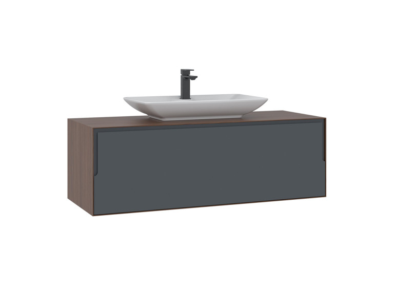 Mobile lavabo "Craft 120" - 120 x 50 x 40 cm - Noce / Antracite