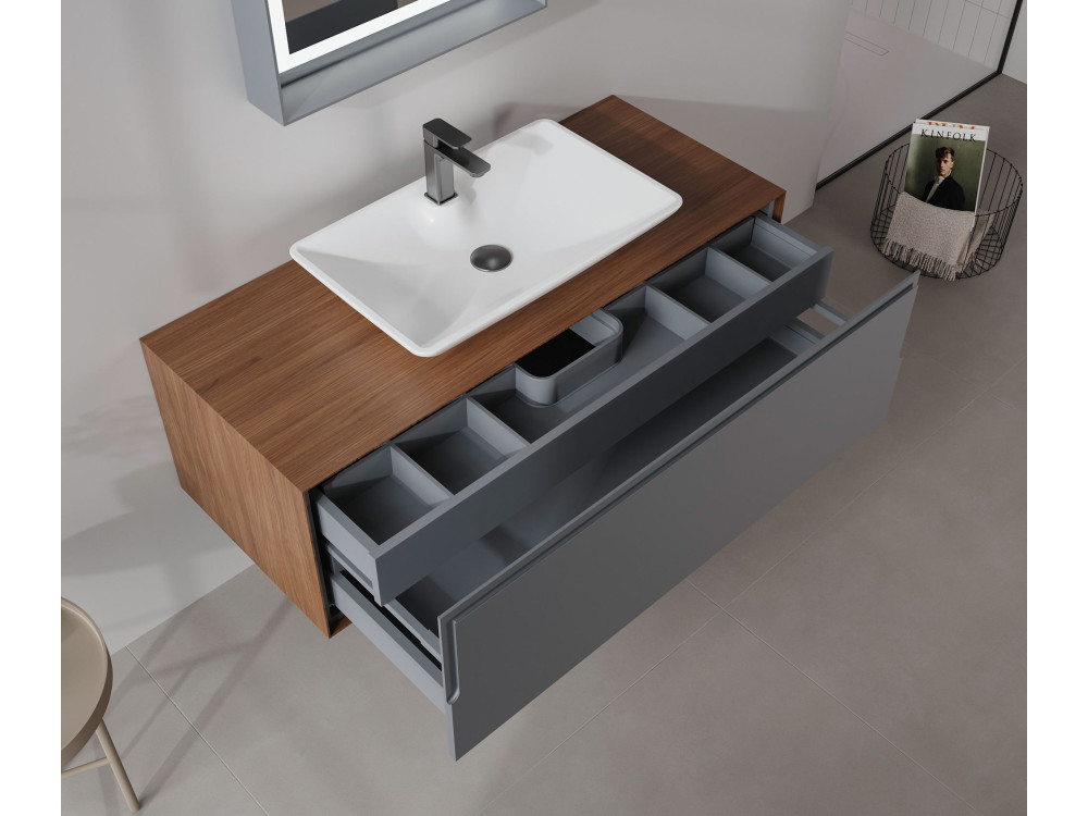 Mobile lavabo "Craft 120" - 120 x 50 x 40 cm - Noce / Antracite