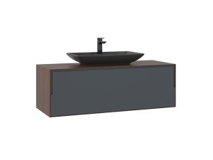 Mobile lavabo "Craft 120" - 120 x 50 x 40 cm - Noce / Antracite