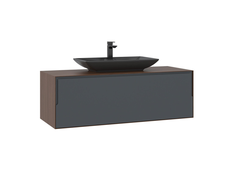 Mobile lavabo "Craft 120" - 120 x 50 x 40 cm - Noce / Antracite