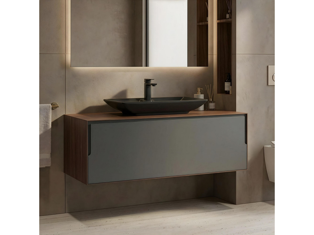 Mobile lavabo "Craft 120" - 120 x 50 x 40 cm - Noce / Antracite