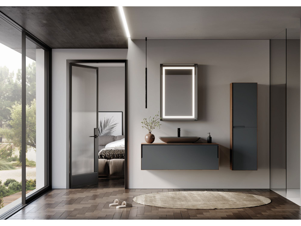 Mobile lavabo "Craft 120" - 120 x 50 x 40 cm - Noce / Antracite